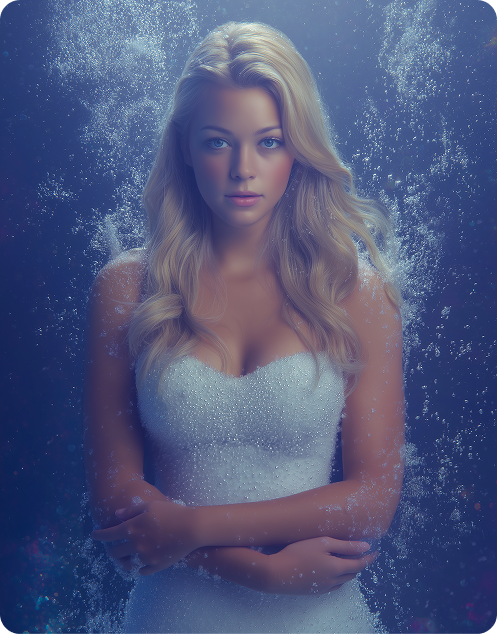 Underwater model from Hollywood shot in Venice Beach symbolizing deep hydration and pore purification achieved through HydraFacial