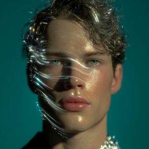 Editorial portrait illustrating exosome therapy for skin rejuvenation, showing luminous hydrated skin with refined texture and enhanced cellular renewal effects