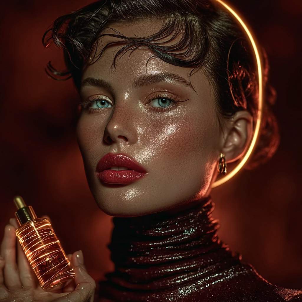 Luxury editorial portrait representing Supreme Skin™ by Beverly Wilshire Aesthetics — luminous woman with radiant complexion holding golden exosome serum, symbolizing advanced regenerative skincare in Beverly Hills.