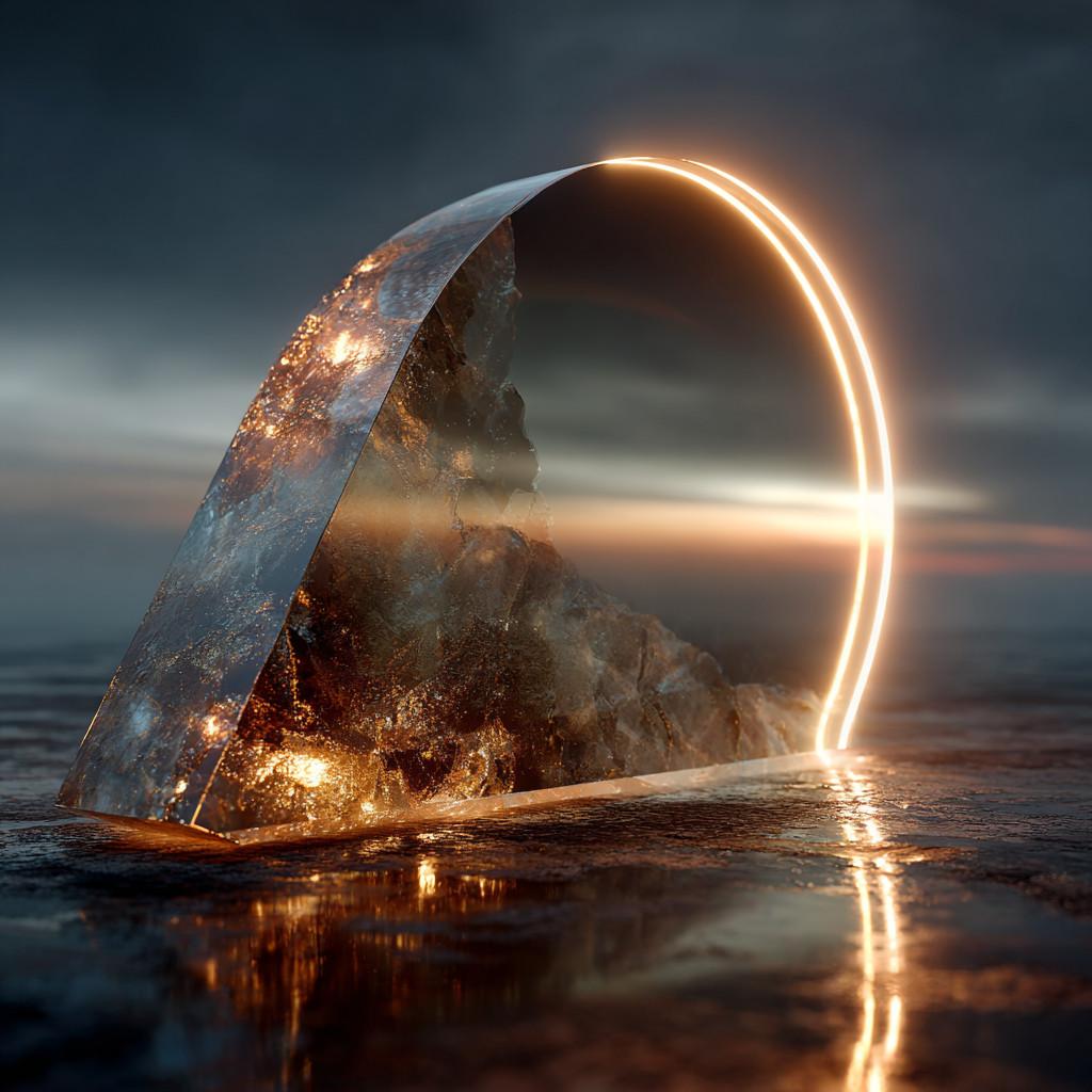 A vertical gold and glass monolithic structure with amber rim-lighting, symbolizing structural longevity and the end of the beauty maintenance cycle.