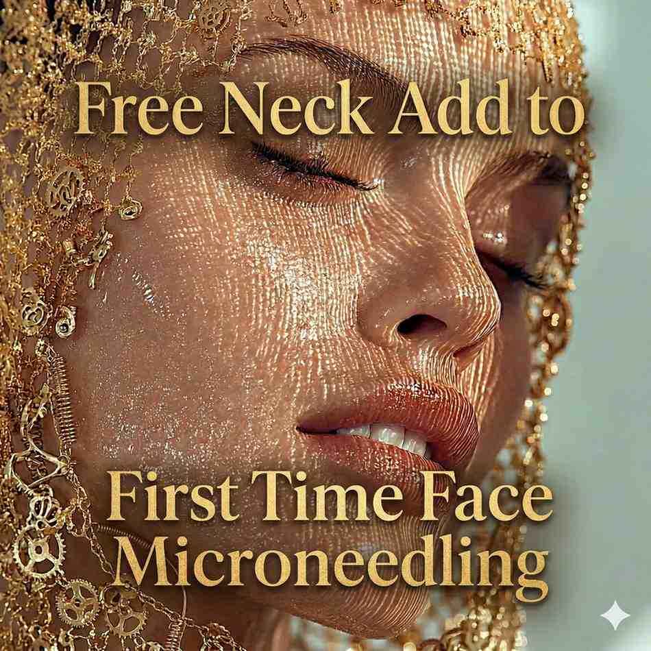 Image with text overlay offering promotion on Beverly Hills Microneedling for new clients at Beverly Wilshire Aesthetics